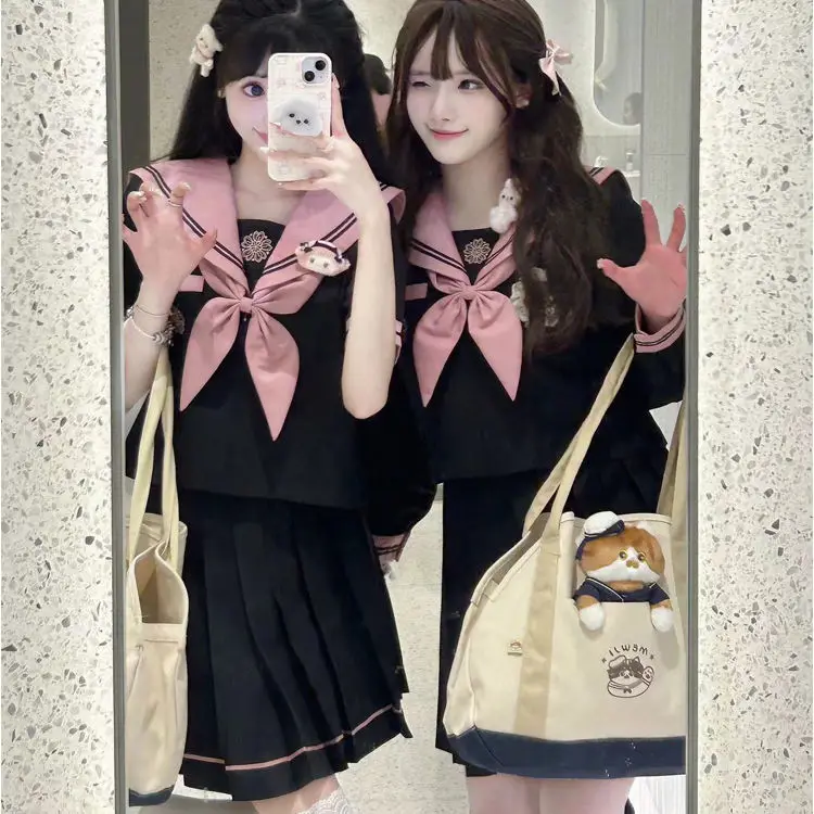 Japanese Style Sailor Suit Jk Uniform Genuine Sweet Women Summer Autumn Jk Unniform Suit Daily Jk Uniform Set