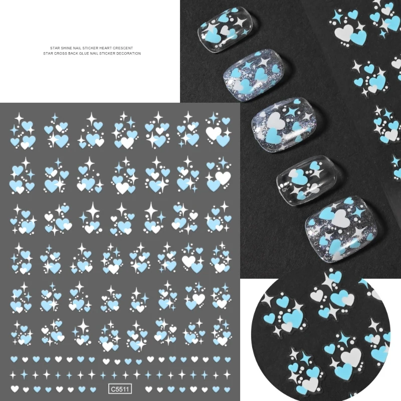 1 PC สีชมพู Star Nail Art สติกเกอร์ 3D Pentagram Self-Adhesive Y2K เล็บ Decals หรูหรา Black Star ตกแต่งเล็บ Slider
