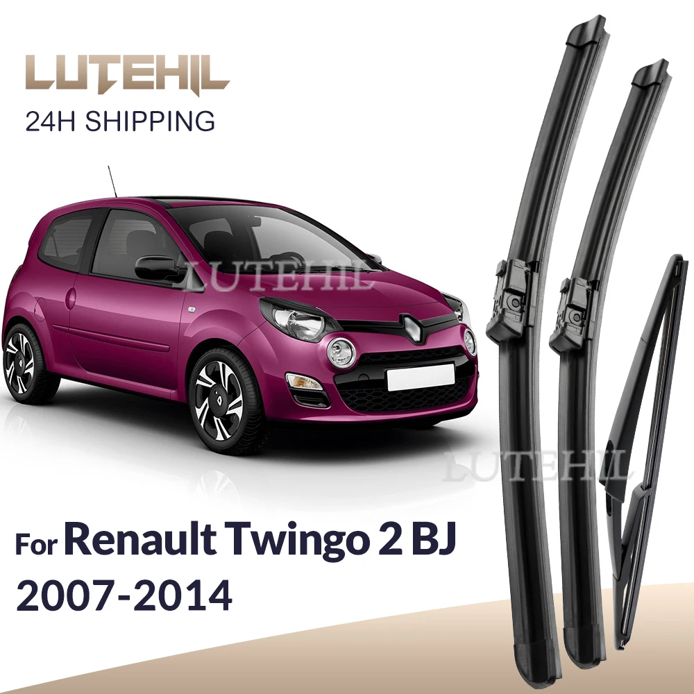 

For Renault Twingo 2 BJ 2007-2014 2008 2009 2010 Wiper Front&Rear Wiper Blades Windshield Windscreen Window Brushes 24"+16"+12"