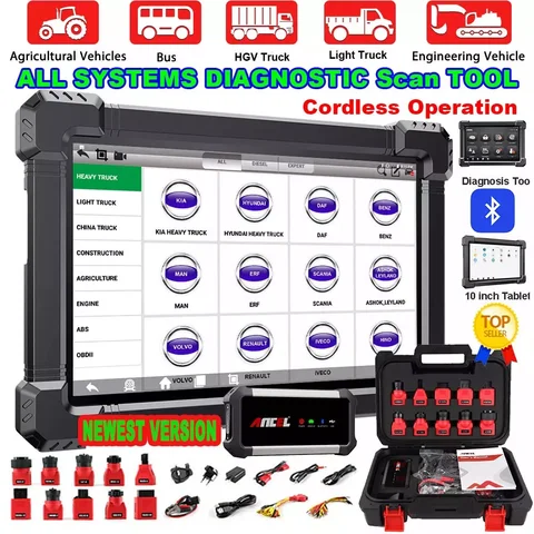 ANCEL X7 HD Heavy Duty Truck Полная система диагностики Инструмент OBD2 Сканер Ноутбук для грузовика Грузовик Масло DPF Реген ECU Сброс батареи