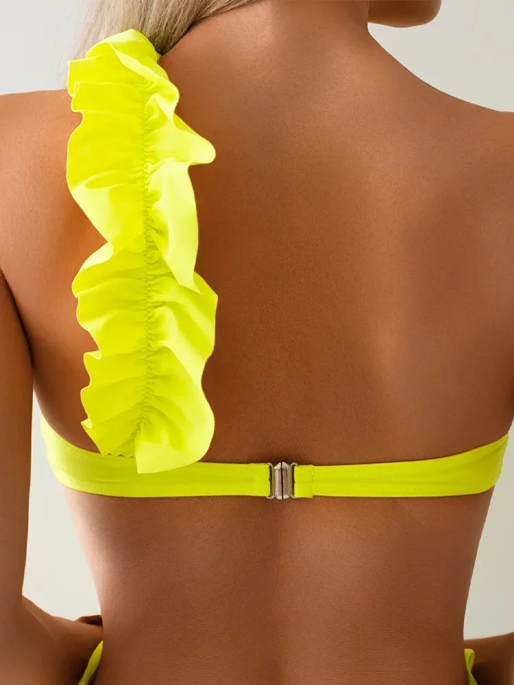 UETEEY 2025 New Summer Swimwea Tight One Piece Swimsuit Sexy Single Shoulder Solid Thong One Piece Swimsuit Women Beach Bikini