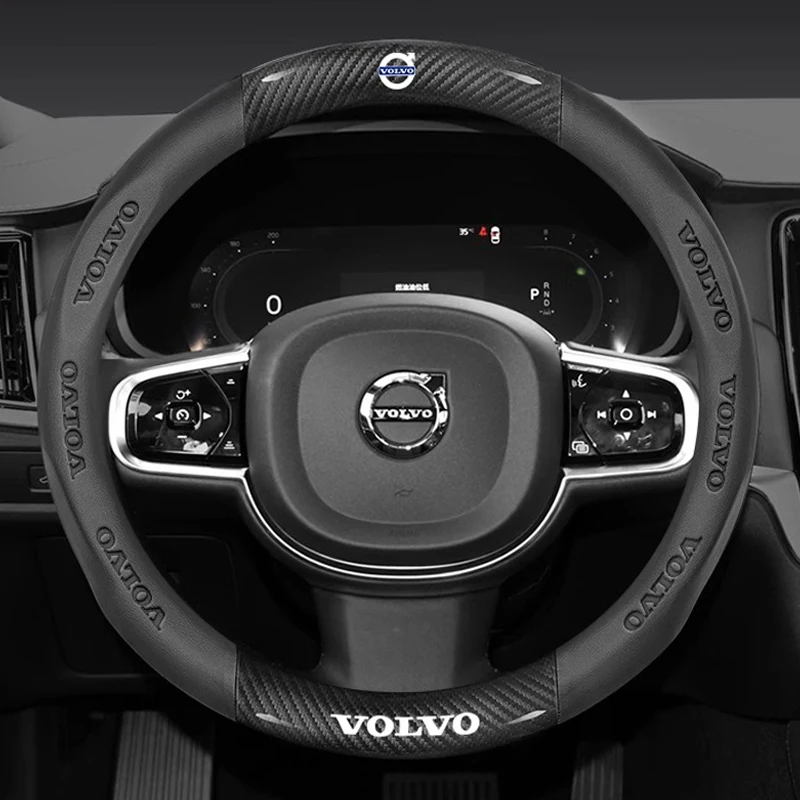 

For Volvo XC40 XC60 XC70 XC90 S40 S60 S80 S90 V40 V60 V70 V90 C70 Carbon fiber Leather Car Steering Wheel Cover Auto Accessories