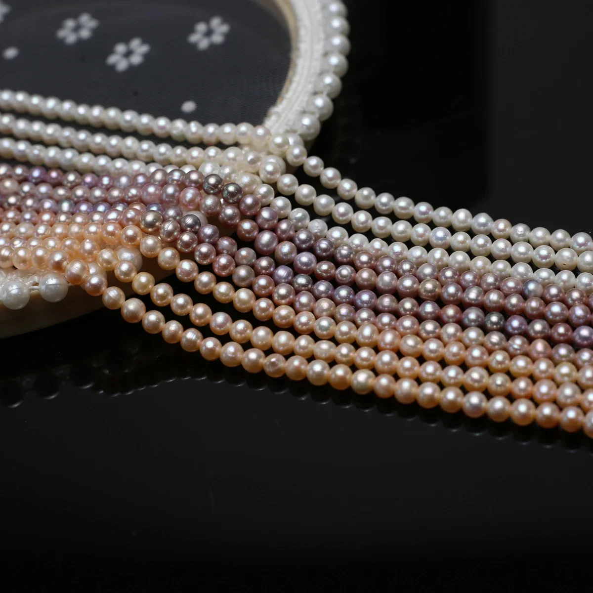 لؤلؤ المياه العذبة الطبيعية 4-5 مللي متر AAAA صغيرة مستديرة بيضاء أرجوانية اللؤلؤ حبة مجوهرات جعل عقد دي اي واي سوار إكسسوارات هدية #4