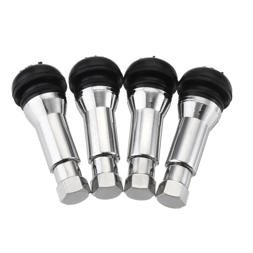 4/8Pcs TR414 Chrome Aluminium Tubeless Tyre Valve Stems Dust Caps Snap In Wheel Tire Valve Stems Rubber Dustproof Cover