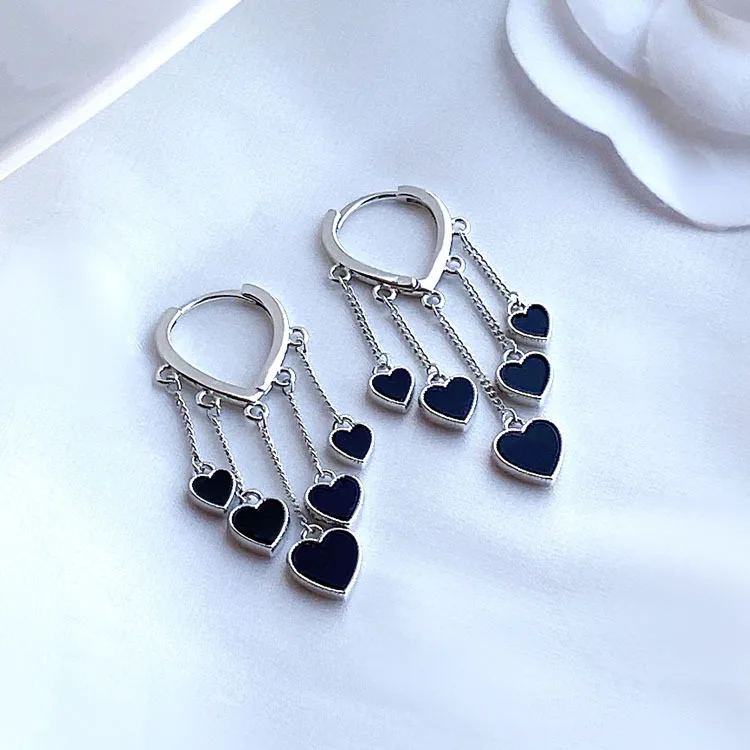 Boucles d'Oreilles Vintage en Argent Sterling 925 pour Femme, Bijoux Rétro Simples, Accessoires de ix, Cadeaux en Forme de Cœur