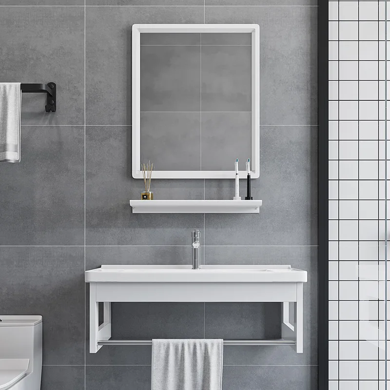 Space aluminum wall-mounted bracket basin simple wash basin bathroom ceramic basin small apartment balcony integrated wash table
