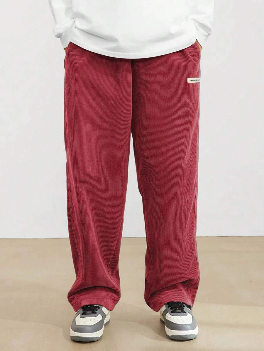 سروال قصير مستقيم للرجال مع رباط خصر مرن ملابس خارجية شتوية دافئة للخريف بنطلون رياضي حراري #1