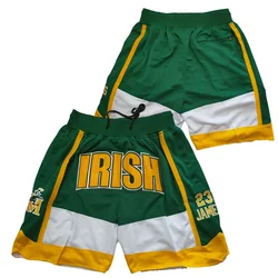 Basketball shorts IRISH 23 pockets Sewing embroidery Outdoor sports Beach pants cheap high quality Green 2024