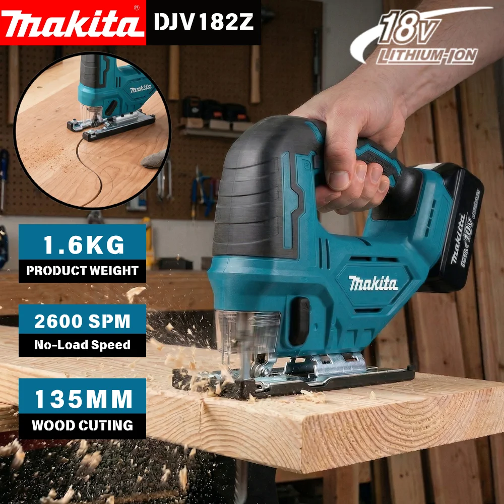 

Makita DJV182Z Cordless 18V Lithium Battery Rechargeable Electric Jig Saw Curve Saw Woodworking Cutting Multifunction Saw