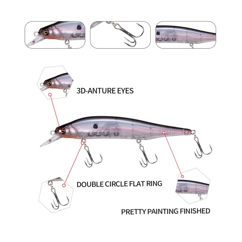 115mm 16.7g Weight System Top Fishing Hard Lures Bait Minnow Crank Wobbler Quality Tackle Hooks