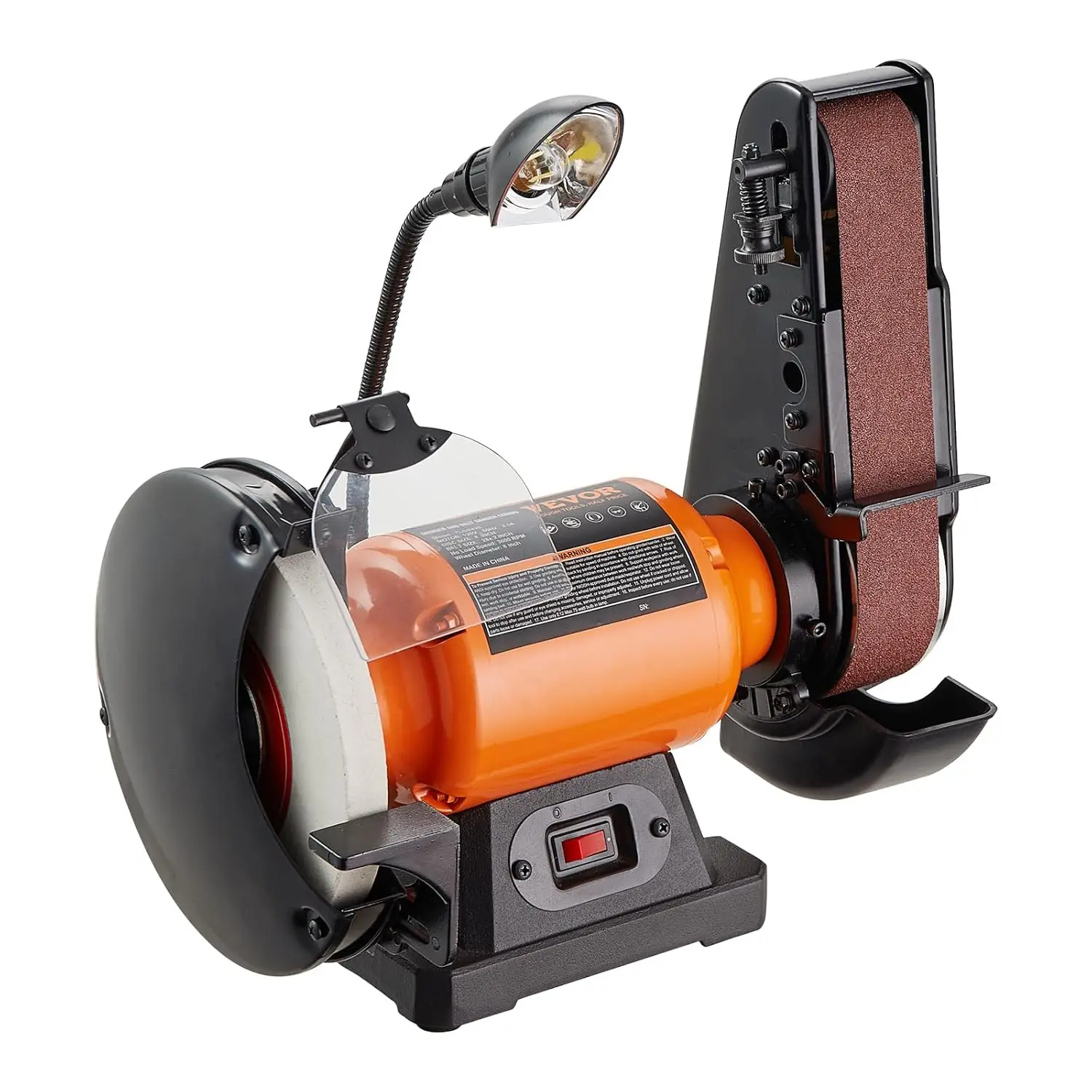 8 Inch Bench Grinder with 2 x28 Inch Belt Sander Combo, Bench Grinder Sander with 2.5A Induction Motor for Metalworking