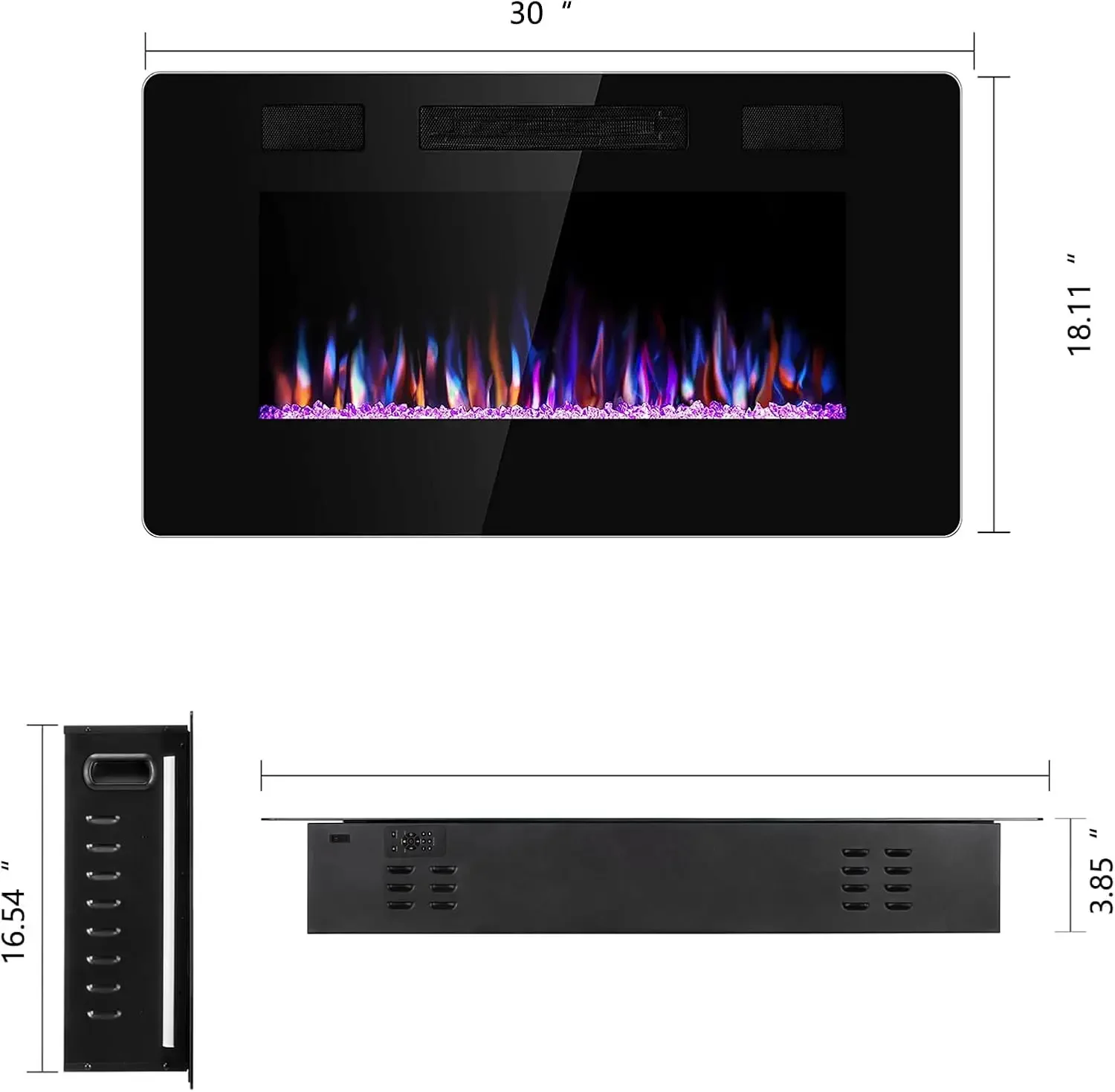 Star 30 Inch Electric Fireplace in-Wall Recessed and Wall Mounted, Fireplace Heater and Linear Fireplace with Multicol