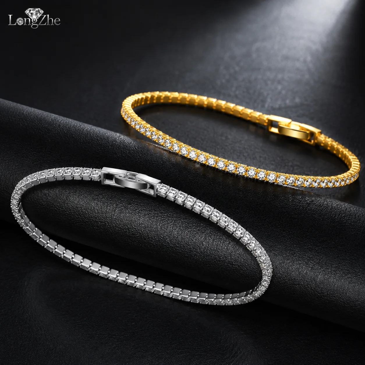 S925 Sterling Silver 2mm Cubic Zirconia Tennis Bracelet for Women, White/14K Gold Plated CZ Bracelet Luxury Jewelry Gift