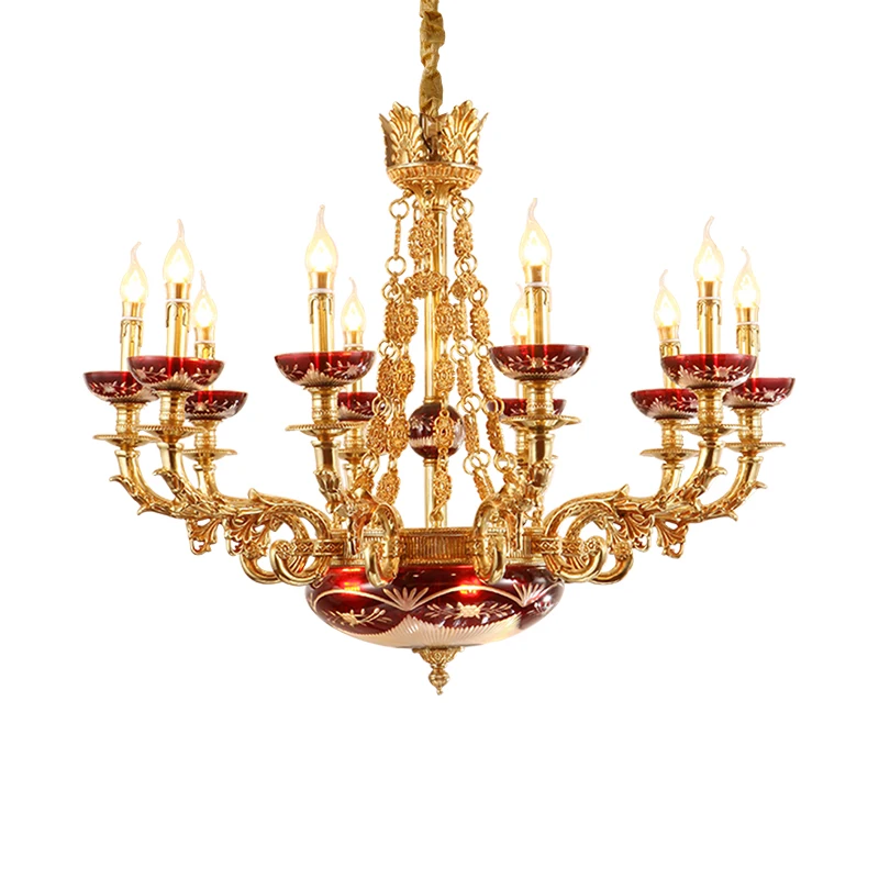 

DINGFAN French Copper Chandelier Study Light Household Atmosphere European Villa Hall Chandelier