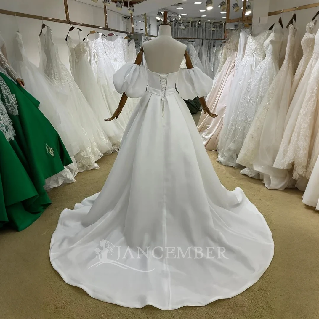 Cheap Wedding Dress Shiny Removable Sleeves Wedding Dress Classic Scoop Neck Bridal Party Gown Vestido De Noiva Customized