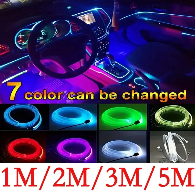 Car Interior Lighting LED Strip Lamp Decoration Garland Wire Tube Line Flexible Neon Light Atmosphere Backlight Car Accessories