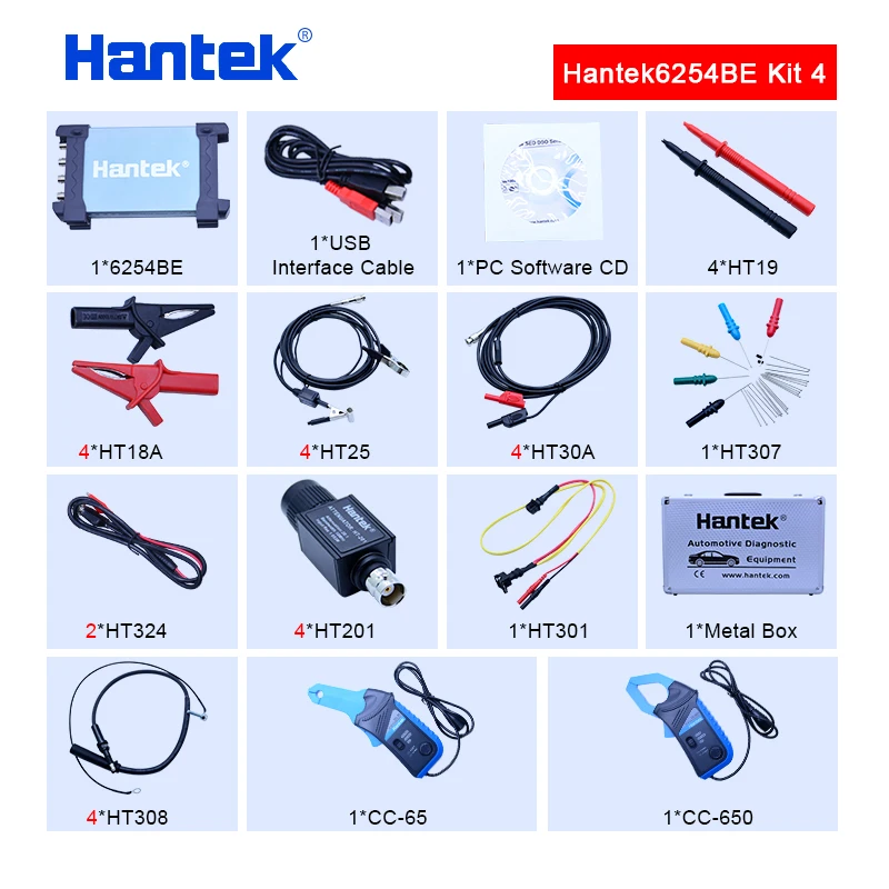 Hantek 6254BE Digital Oscilloscope 250MHz Bandwidth Automotive Oscilloscopes Car-detector 4 Channels Hantek 6254BE