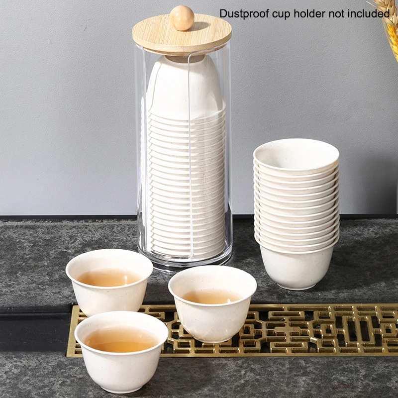 50Pcs/pack Disposable Kung Fu Tea Cup Rice Husk Fiber Thickened Cup High Temperature Resistant Degradable TestCup Small TeaCup