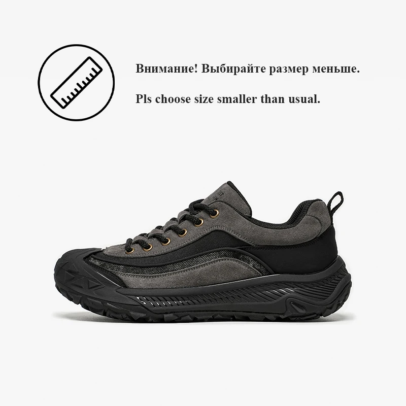 BEAUTODAY Outdoor Sneakers Men Cow Suede Leather Mixed Color Round Toe Thick Sole Trainers Lace-Up Male Shoes Handmade 58380