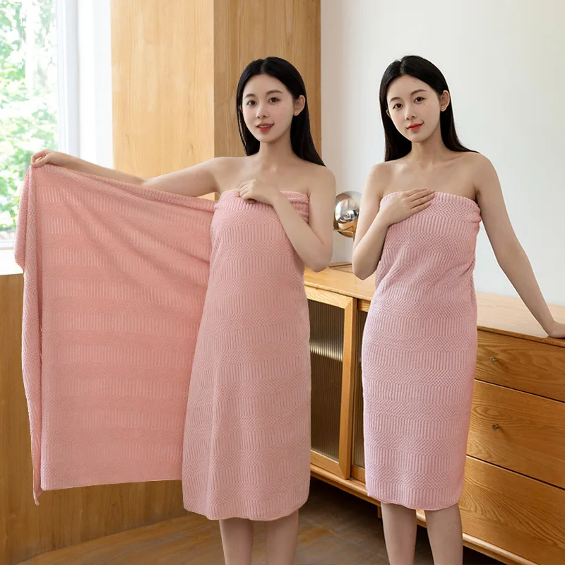 70x140cm 1pc Soft & Quick Drying Towel, Striped Coral Flannel Towel, Bathroom Absorbent Hand Towel