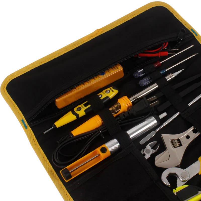 Multi-function Tool Box Bag Reel Type Woodworking Electrician Repair Canvas Portable Storage Instrument Case