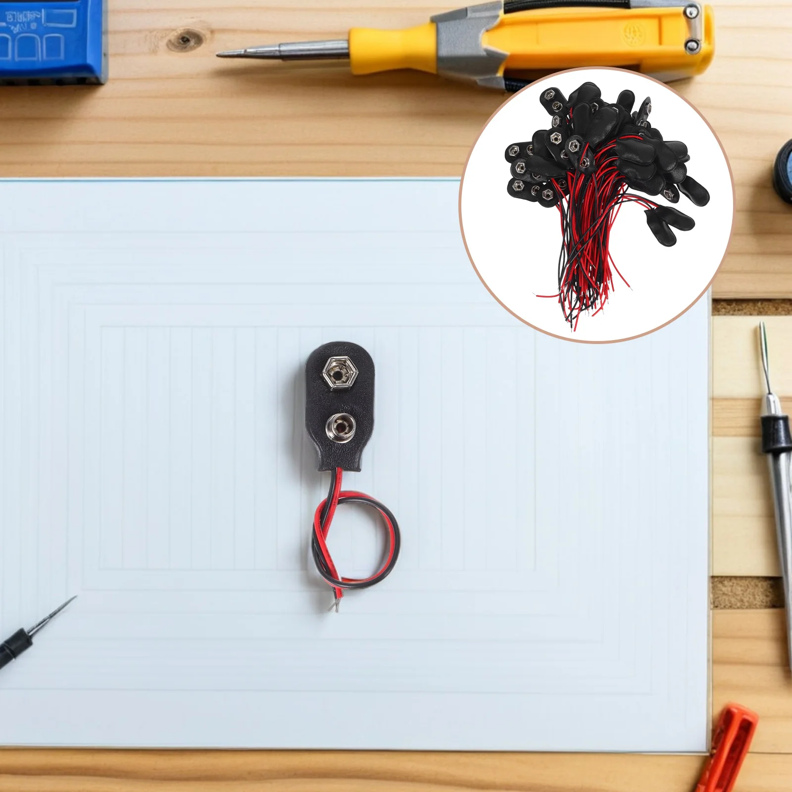 

50pcs Clip Connector 9V 10Cm Wires Black Plastic Metal For Led Power Supply Experimental Equipment Cable Clamp