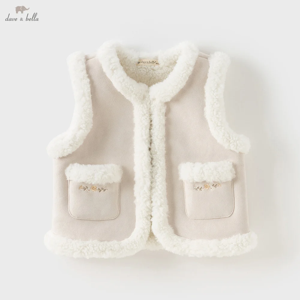 

Dave Bella Girls Vest Winter Autumn Toddler Sleeveless Vest Coat Kids Plush Soft Waistcoat Outerwear Children Clothing DB4254553