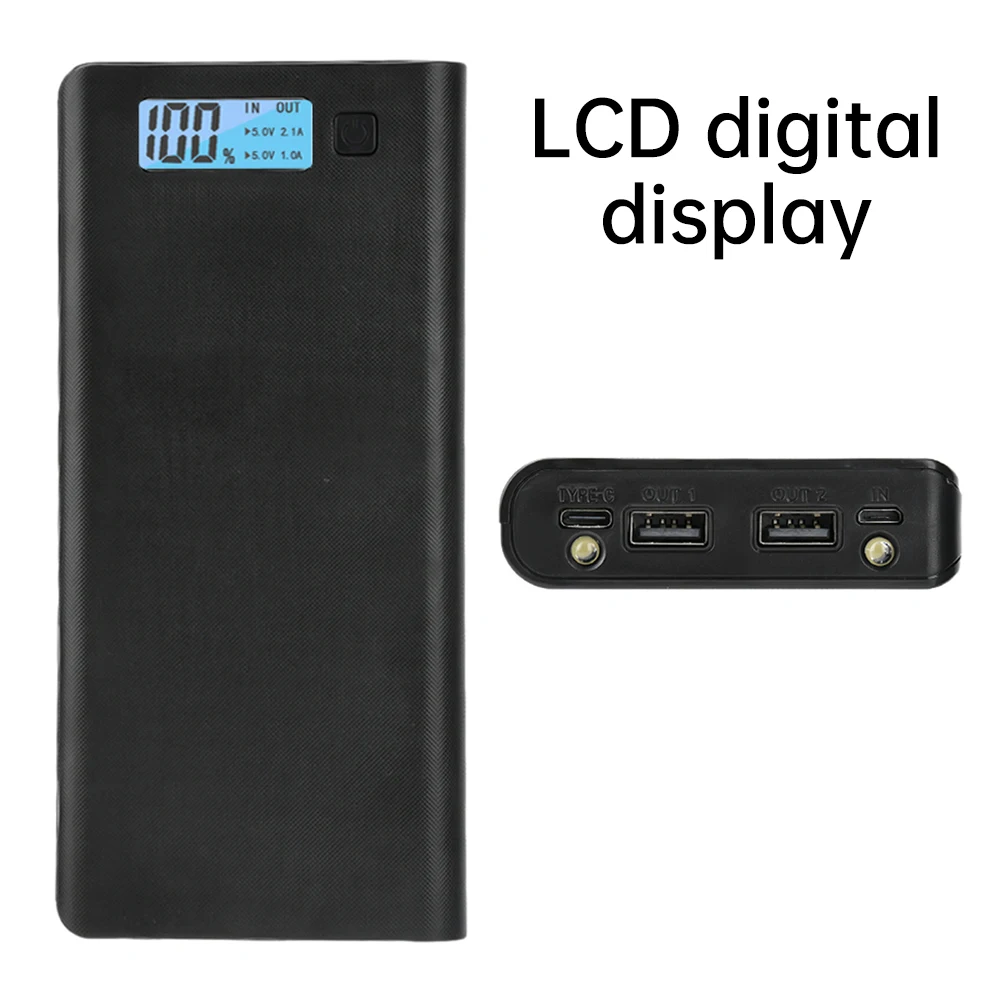 8-Section 18650 Battery Box Power Bank Shell DIY Kit Welding Free Digital Display LCD Screen Black & White Optional