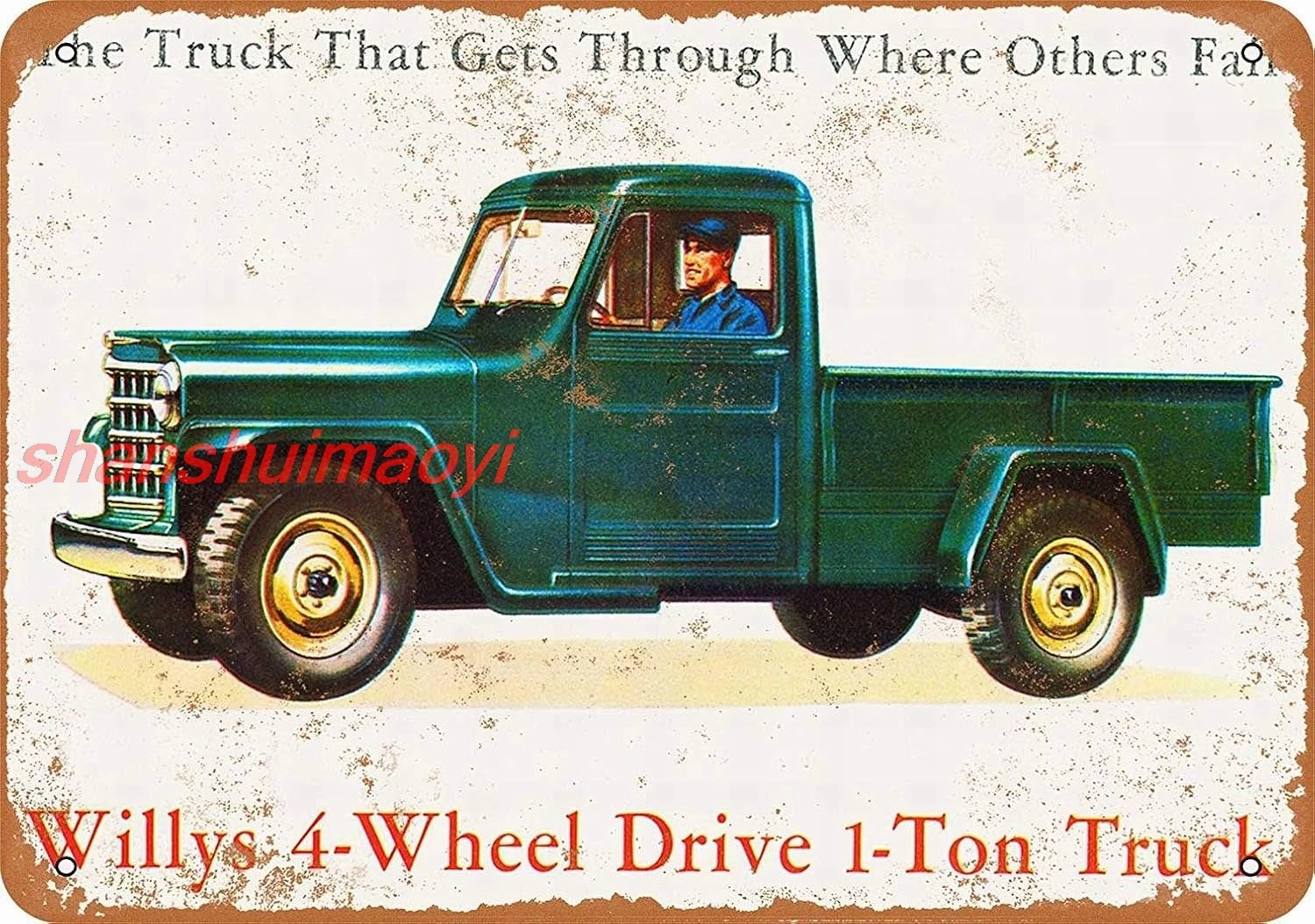 Willys 1-Ton Truck - Vintage Decorative Tin Sign-8 x 12 Metal Sign sign