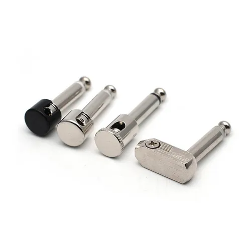 Imagen 2 del producto 4 Uds DIY estrecho Audio sin soldadura 6,35 Mono Jack sin soldadura conector de Pedal de guitarra cromo negro