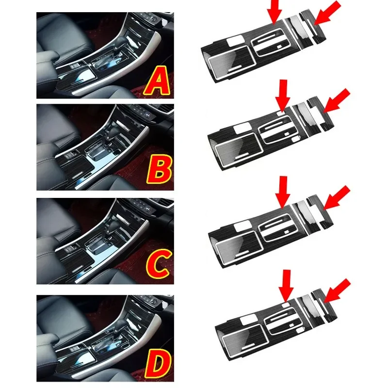 Steel Brushed Black Central Console Gear Shift Panel Trim For Honda Accord 13-17