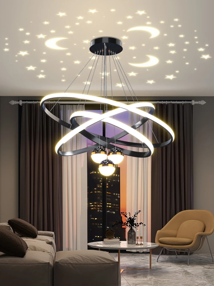 

Starry Living Room Chandelier Modern Minimalist Lighting Internet Celebrity Light Luxury Nordic Pendant Lamp Ring Bedroom Dining