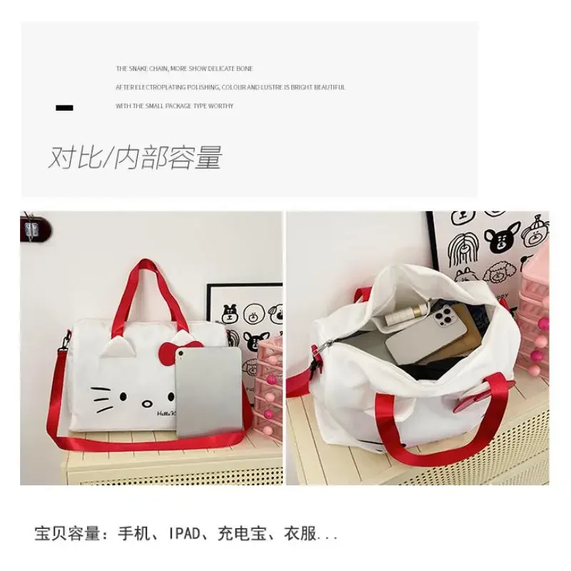 

Cute Sanrios Hello Kittys Luggage Bag Trolley Travel Storage Bag Portable Portable Short-Distance Crossbody Cartoon Fashion Gift