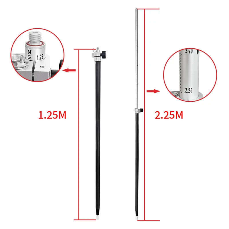 10 pz 2.25M telescopico in fibra di carbonio prisma Pole GPS RTK Survey Pole da 1.25M a 2.25M