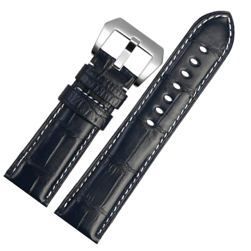 For Panerai Bamboo Crocodile Leather Watch Strap Genuine Leather Strap Pin Buckle 22 24mm Watch Accessories