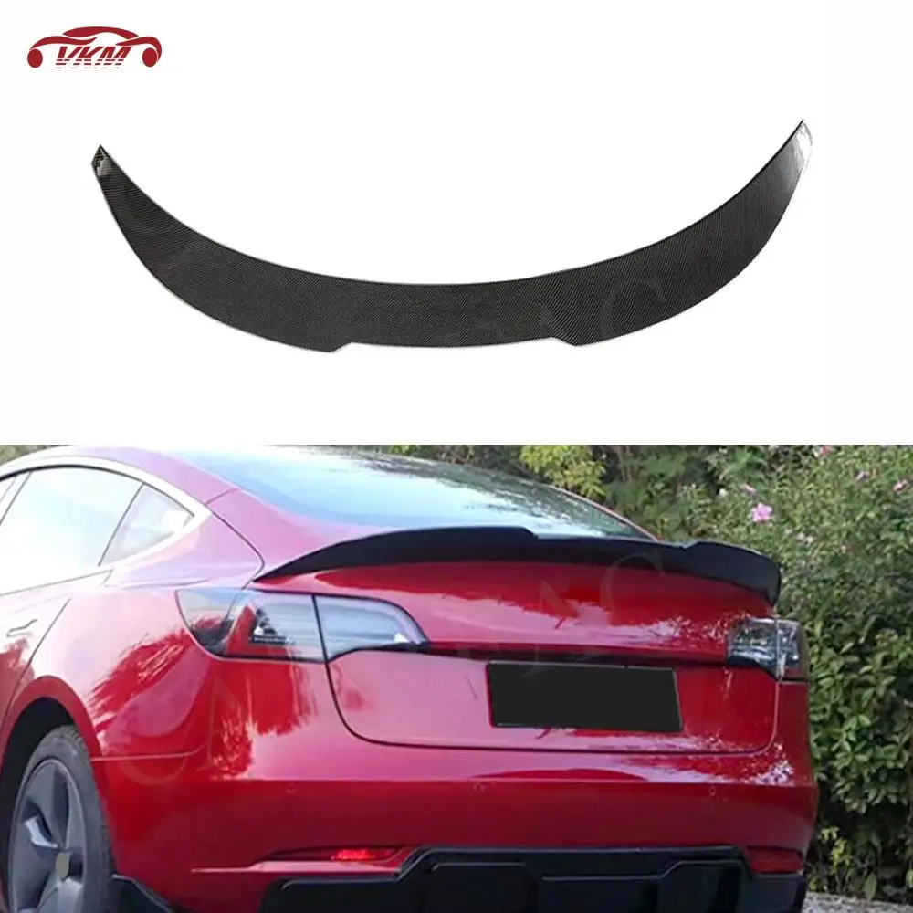 

ABS Carbon Look Rear Trunk Spoiler Duckbill Wing For Tesla Model 3 2017+ Rear Lip Spoiler Car External Decoration Accessories