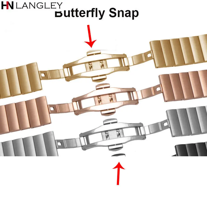 Stainless Steel Watch Band for Huawei Gt2 Strap Wristband for Samsung Galaxy Watch 3/4 Band 20mm 22mm Butterfly Buckle Metal