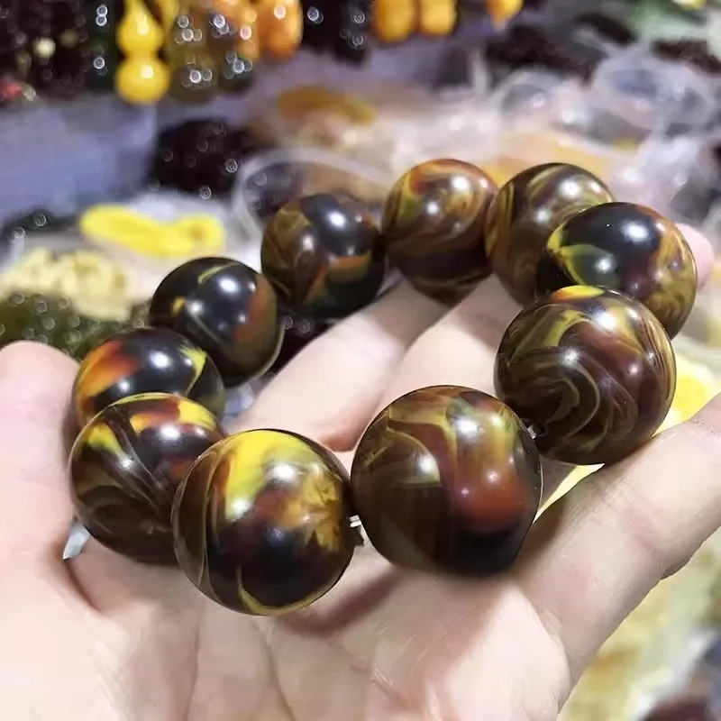 سوار شمع العسل الجديد، سوار خرز دائري، مجوهرات شمع العسل الكهرماني الكلاسيكية متعددة الاستخدامات للرجال والنساء #5