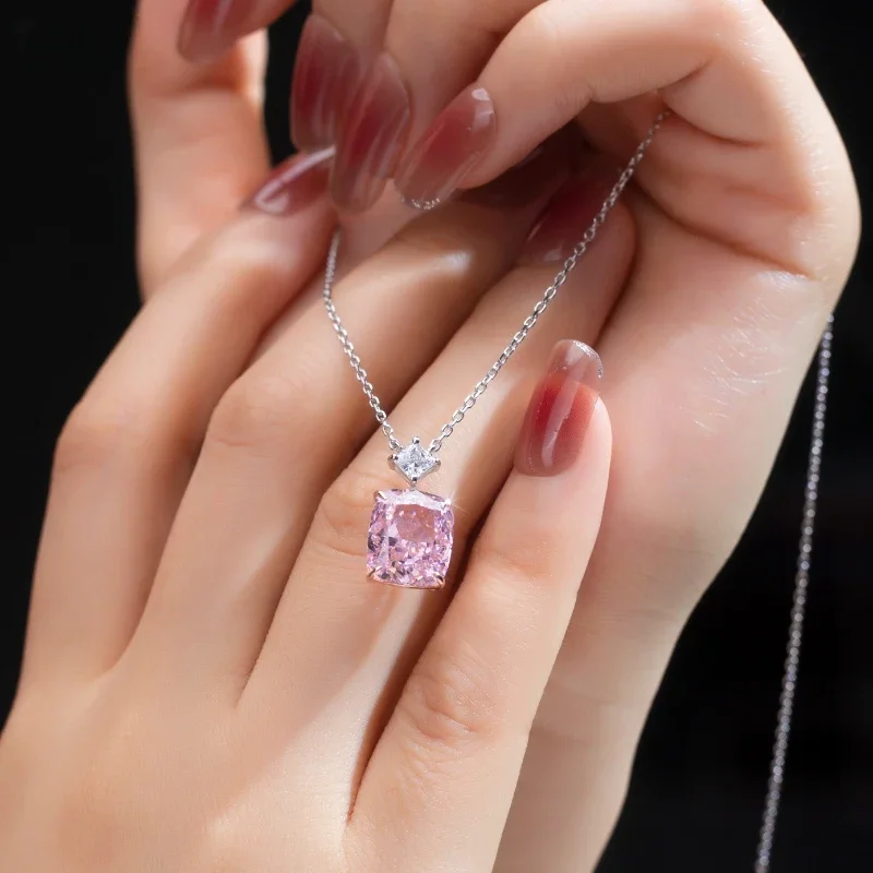 Messi Jewelry 5 Carat Ruby and Sapphire Silver Pendant for Daily DecorationsNecklace for Women and Men