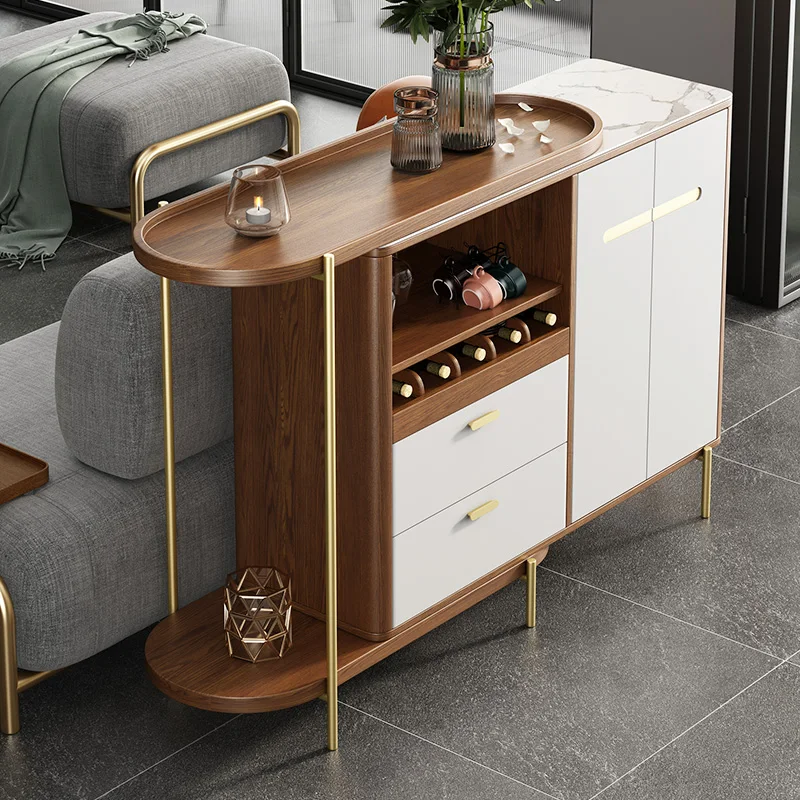 Yy Nordic Stone Plate Sideboard Cabinet Light Luxury Retractable Corner Tea Cabinet Locker Sideboard Cabinet