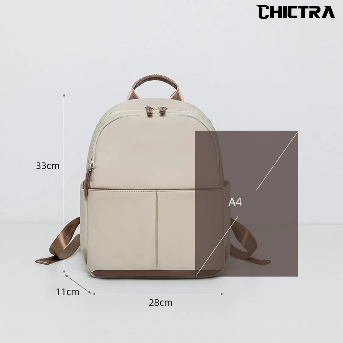 CHICTRA Fashion Backpack Bags for Women Casual Style Lightweight Girl\'s Bookbags Simplicity Solid Color Portable Cabin Travelbag