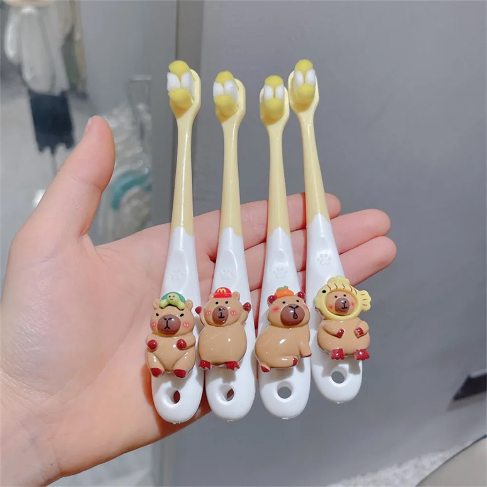 Anime Capybara Toothbrush Eco-Friendly Capybara Cartoon Children Toothbrush Toothed Care Soft Fibre Hair Cleaning Oral Tool