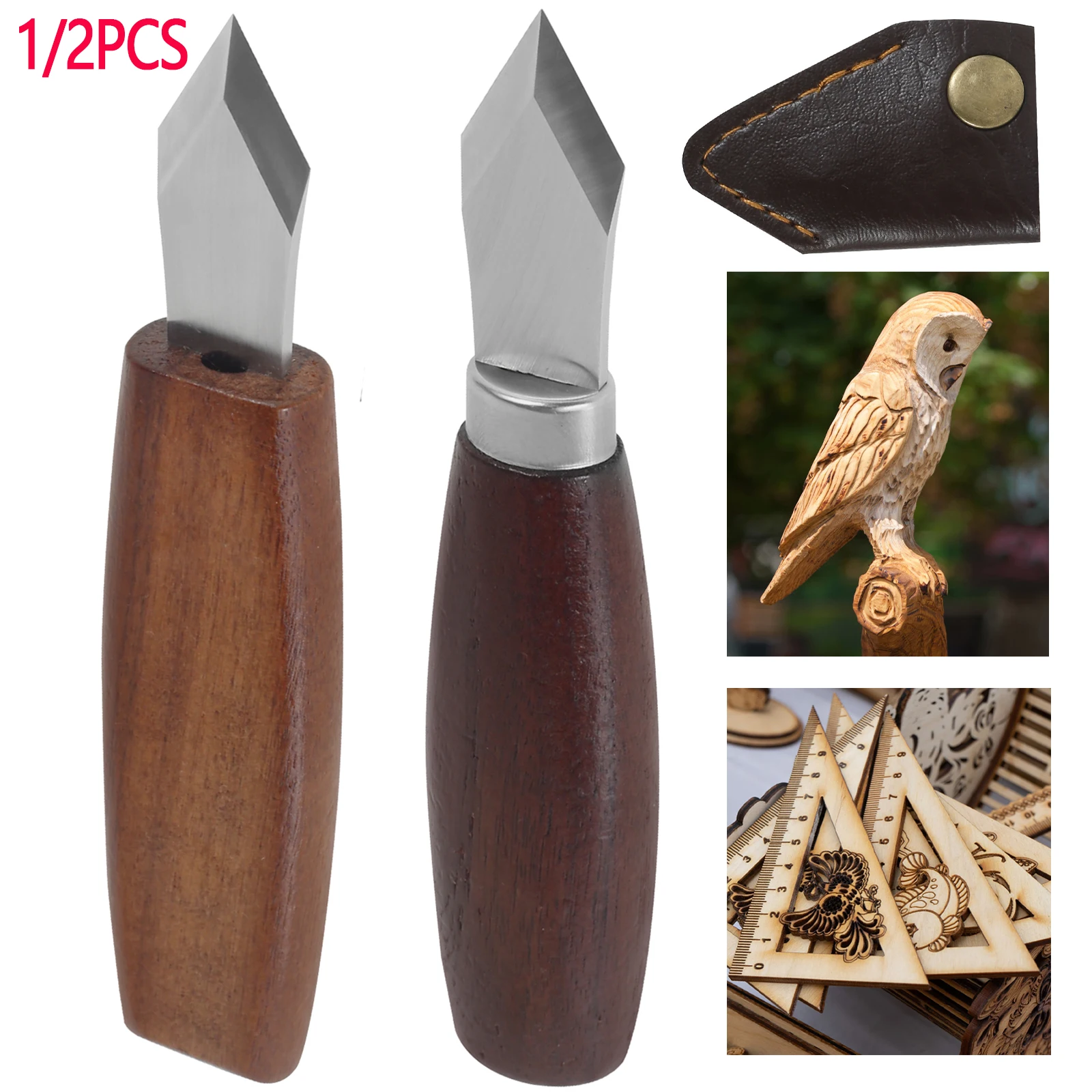

Marking Knife Steel Blade Double Bevel Striking Knife Wooden Handle with Leather Sheath for Marking and Carving Woodworking tool