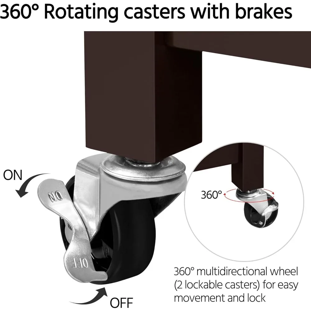 عربة جزيرة المطبخ مع سطح خشبي، وعربة أدوات متنقلة للخدمة، ودرج تخزين، ورف النبيذ، وحامل المناشف #5