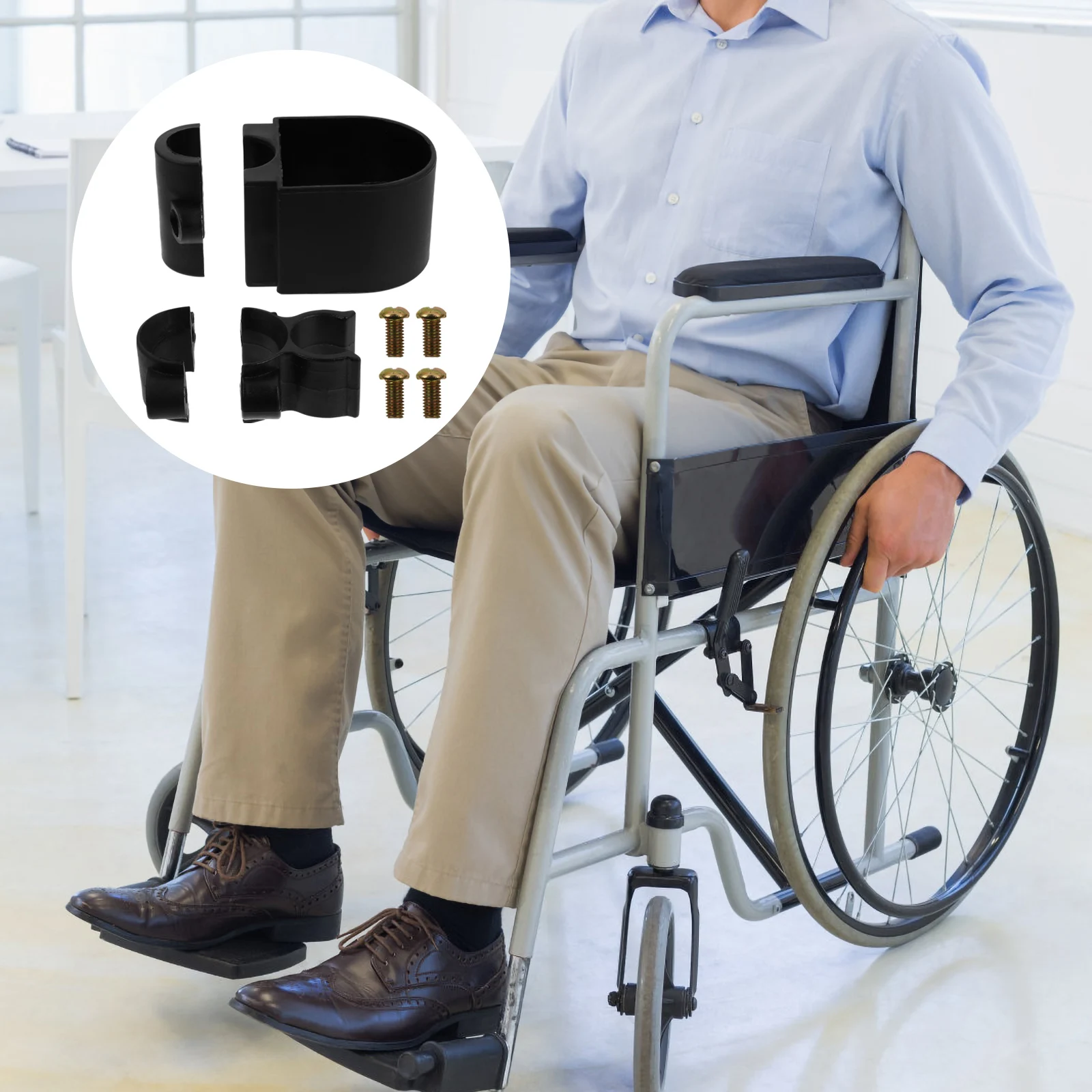 

1Set Cane Holder Black Alloy Plastic Stain Resistant Walking Stick Support for Walker Wheelchair Crutch