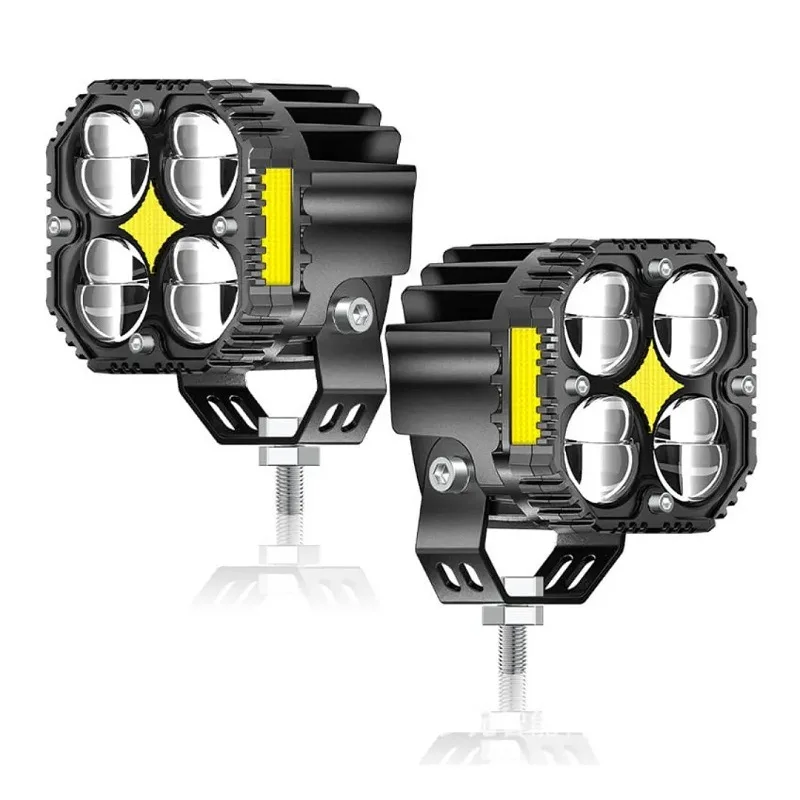For Motorcycle 120W LED Spotlight with Complete Wiring Kit Dual-Color Waterproof Level IP67