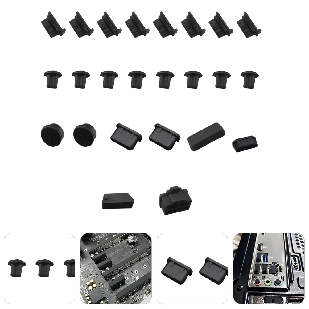 24pcs Dust Protector Kit for Computer Interfaces Silicone Cover Stopper Preventing Oxidation Moisture Dust Foreign Objects