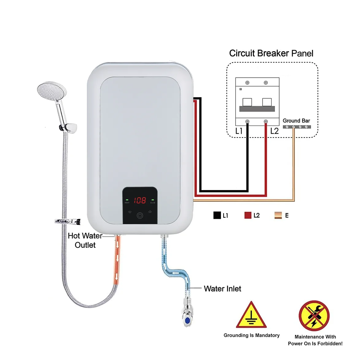 New Model Electric Water Heater For Both Shower And Kitchen Instantaneous Electric Hot Water Heaters