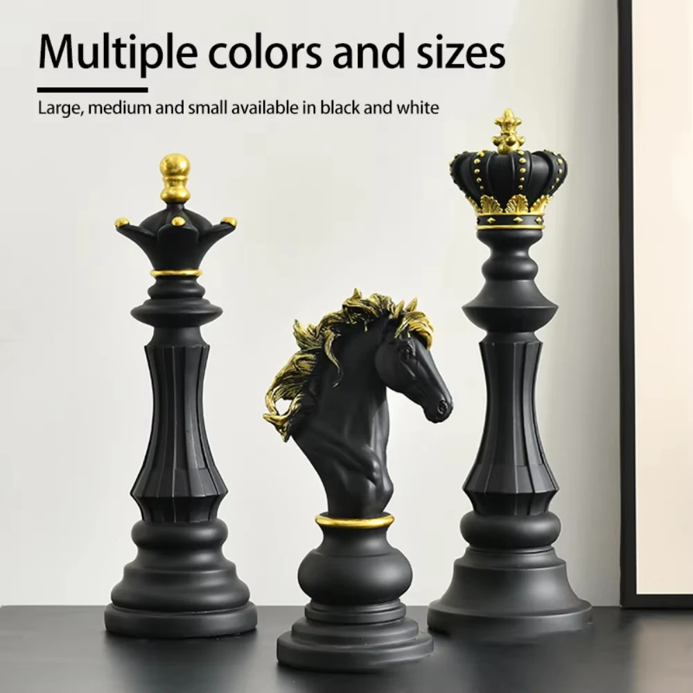 New Resin Chess Pieces Board Games Accessories International Chess Figurines Retro Home Decor Modern Chessmen Ornaments