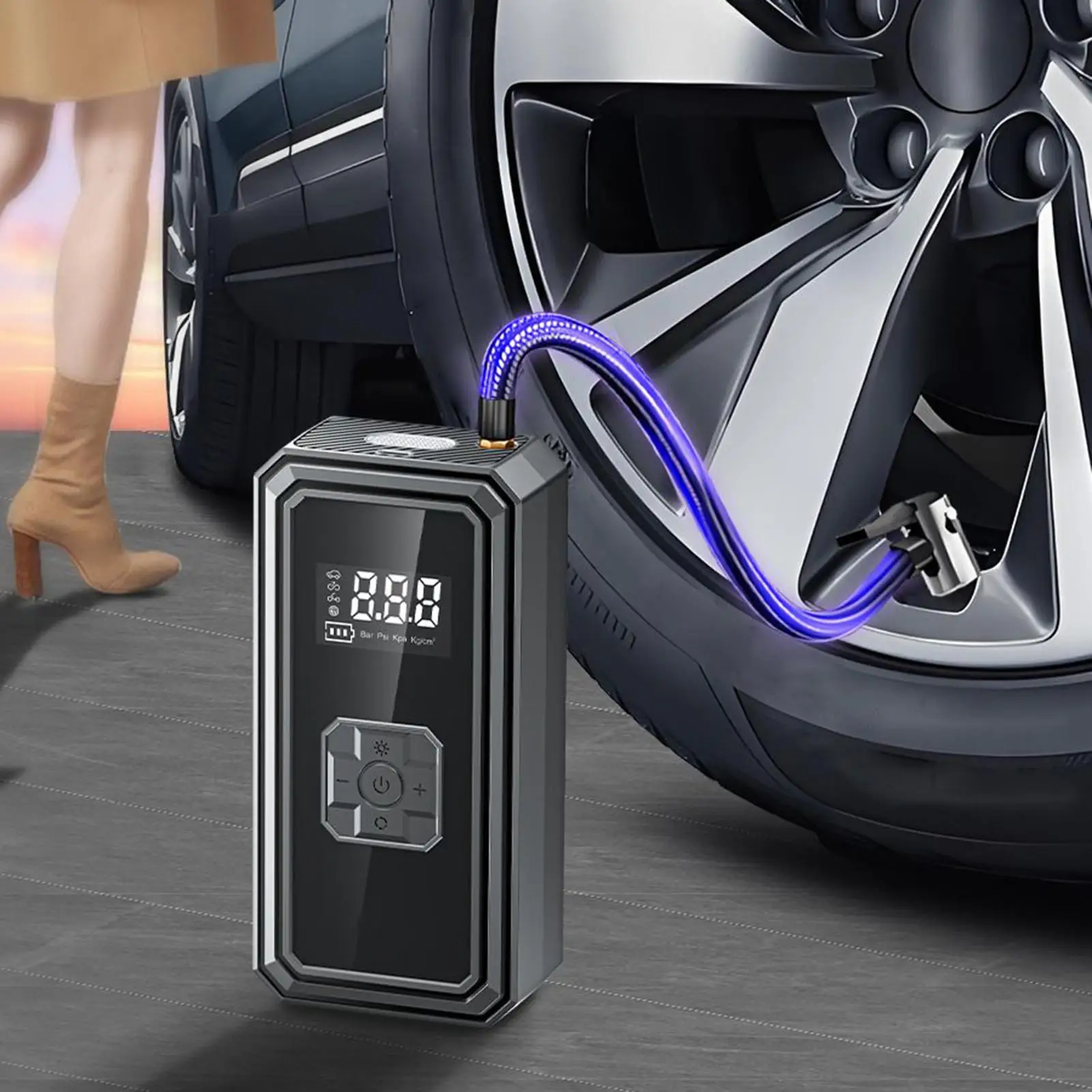 

Воздушный насос для шин с подсветкой, беспроводной портативный насос для шин с автоматической остановкой, воздушный компрессор для автомобиля, мотоцикла, велосипеда, мяч, авто надувные лодки